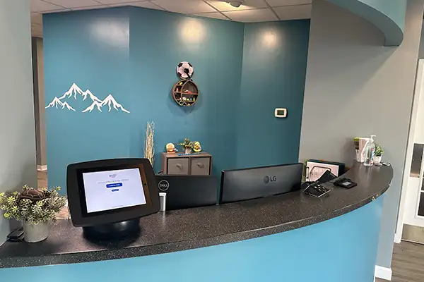 Reception desk at NC Pediatric Dentistry's Advance Pediatric Dentistry location. 