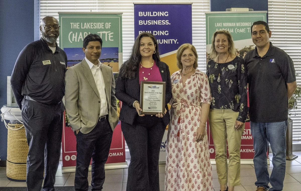 Huntersville Pediatric Dentistry team receiving the Small Business of the Year award from the Lake Norman Chamber