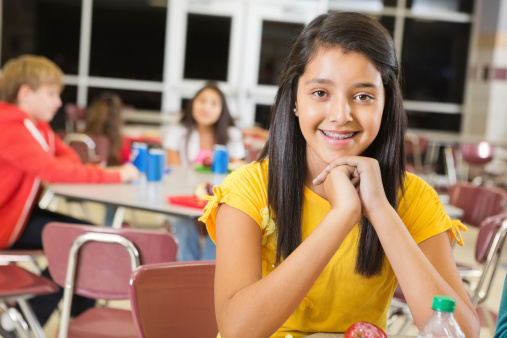 Girl with braces smiling